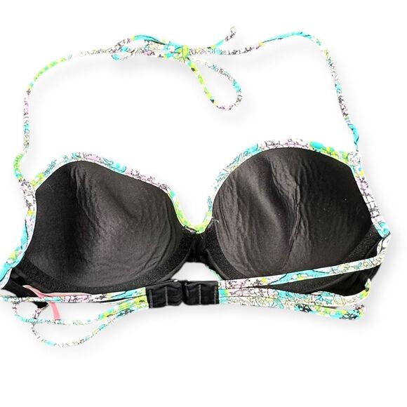 VICTORIA’S SECRET Women’s Black Beaded Push-Up Halter Bikini Top 34C - Picture 3 of 6